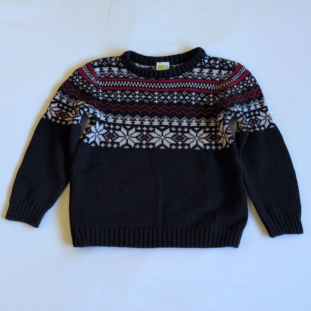 crazy 8 fair isle nordic style knit crewneck cotton blend sweater 3T toddler boy